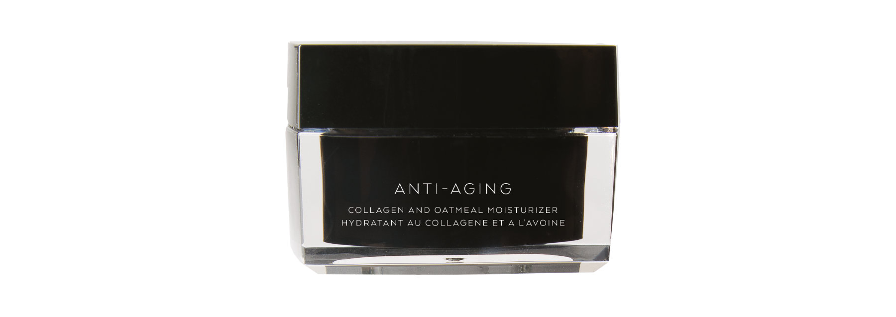 glossy black jar of anti-aging creme